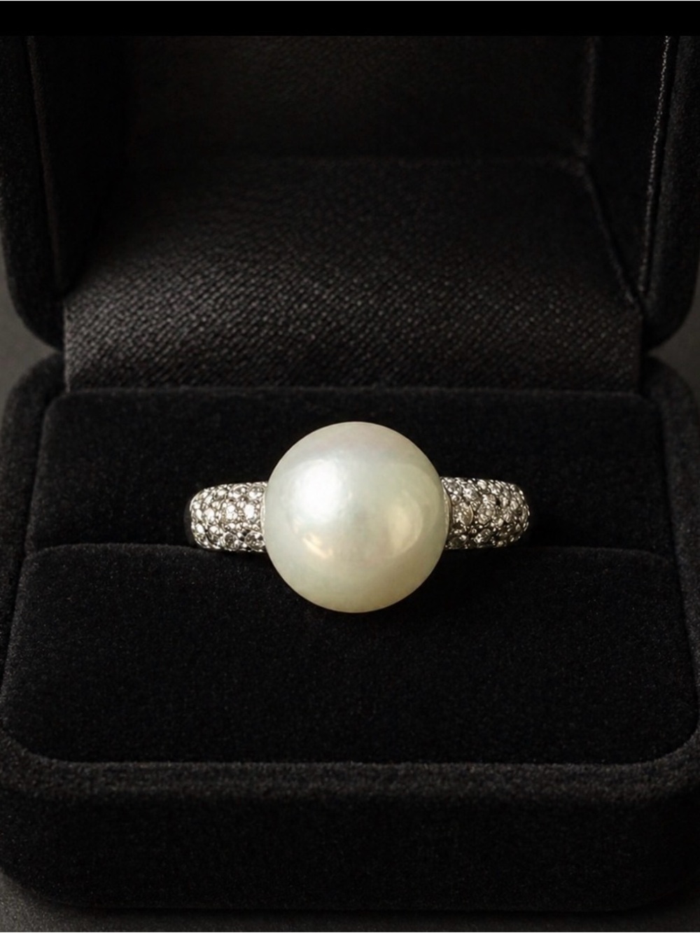 Ring Pearl Crystal 925 Sterling Silver Elegant Feminine